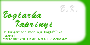 boglarka kaprinyi business card